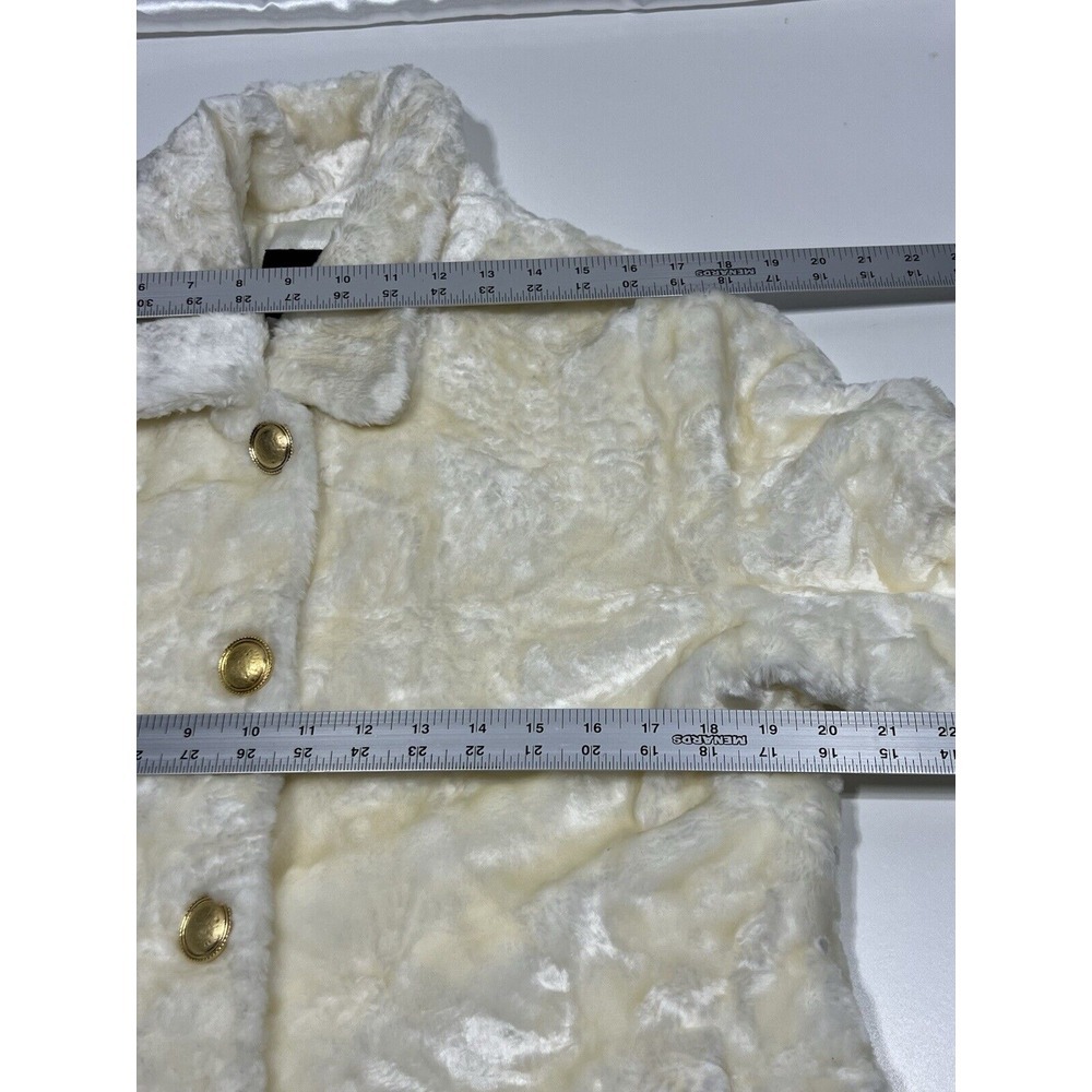 Pacific Rose Cream Faux Fur‎ with Buttons Women's Jacket Small - Picture 10 of 11